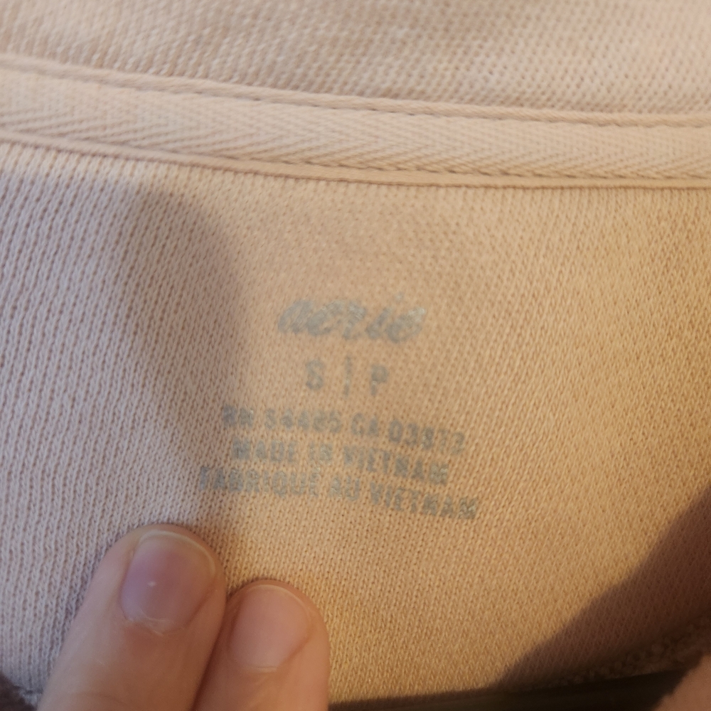 aerie Cropped Fleece Polo Sweatshirt - Tan - Picture 3 of 5